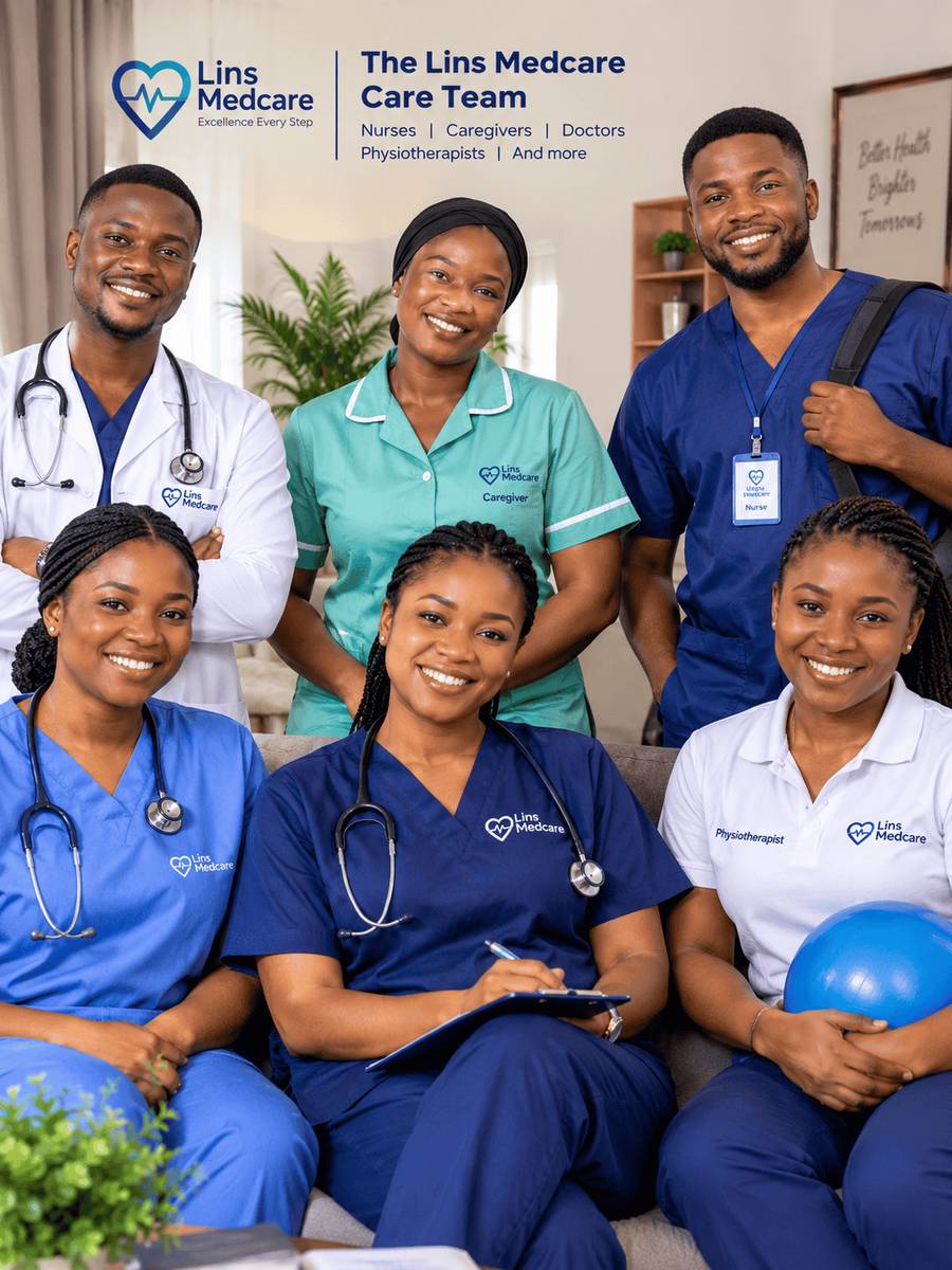 The Lins Medcare care team: nurses, caregivers, doctors and physiotherapists